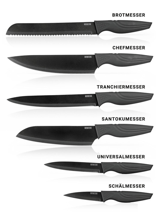 - Messerblock, 7-teilig, mit extra scharfen Titanmessern, in Farbe SCHWARZ Ansicht 2