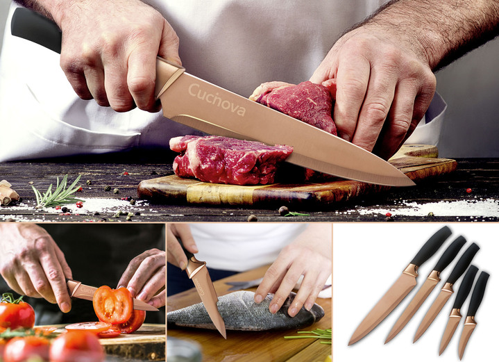 - Messerset mit Spezialklingen aus rostfreiem Stahl, 5-teilig, in Farbe ROSEGOLD Ansicht 1