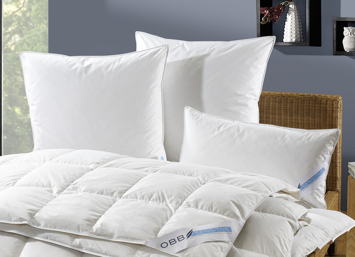 Bettwaren - Preisgekrönte Kissen für Allergiker von OBB, in Größe 120 (80/ 80 cm) bis 121 (40/ 80 cm), in Farbe WEIß