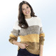 Langarm - Pullover in Grobstrick, in Größe L(44/46) bis XS(32/34), in Farbe CURRY-ECRU-MULTICOLOR – Farbe CURRY-ECRU-MULTICOLOR – Ansicht 2