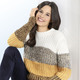Langarm - Pullover in Grobstrick, in Größe L(44/46) bis XS(32/34), in Farbe CURRY-ECRU-MULTICOLOR – Farbe CURRY-ECRU-MULTICOLOR – Ansicht 1
