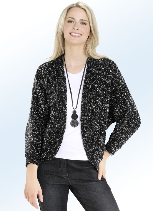 - Strickjacke mit Melange-Effekt, in Größe 036 bis 052, in Farbe SCHWARZ-ECRU Ansicht 2
