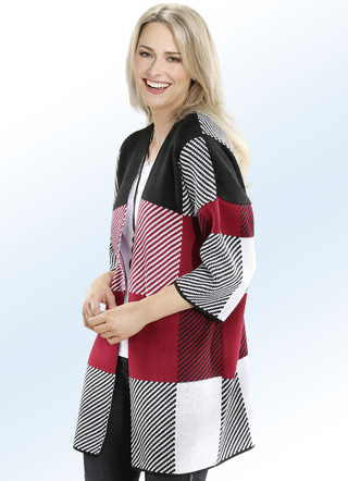 Long-Strickjacke in flottem Jacquard-Dessin
