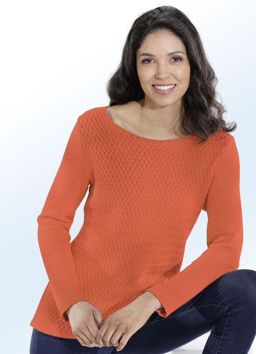 - Pullover mit nachhaltig recycelter Baumwolle, in Größe 036 bis 052, in Farbe ORANGE Ansicht 1