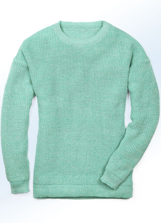 - Pullover in 3 Farben mit Baumwolle, in Größe 036 bis 052, in Farbe MINT-WEISS