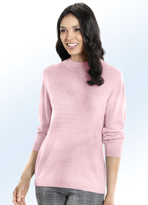 Langarm - Pullover mit Schurwolle, in Größe 036 bis 050, in Farbe BLEU Ansicht 3