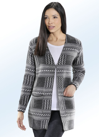 Long-Strickjacke in Jacquard-Dessin