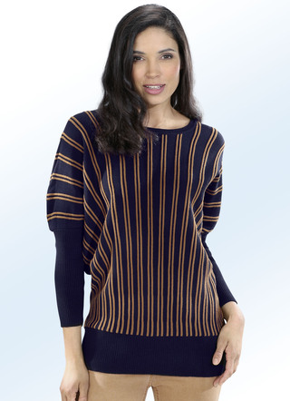 Pullover in Fledermausform mit Kontraststreifen