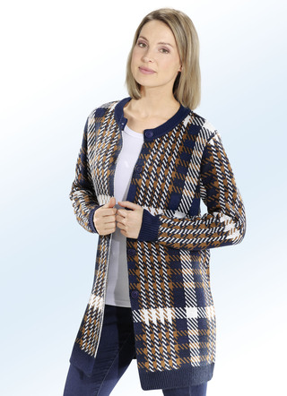 Long-Strickjacke in dekorativem Jacquard-Dessin