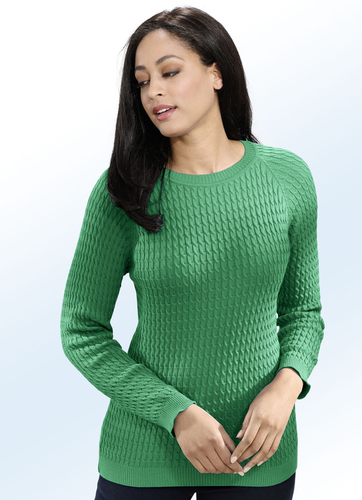 - Pullover in 4 Farben mit Baumwolle, in Größe 038 bis 052, in Farbe GRÜN