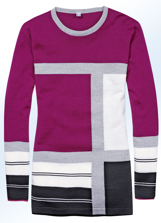 - Pullover mit grafischem Muster, in Größe 040 bis 060, in Farbe FUCHSIA-ECRU-MULTICOLOR