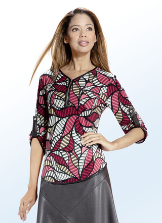Shirt-Tunika mit glänzender, schwarzer Paspel