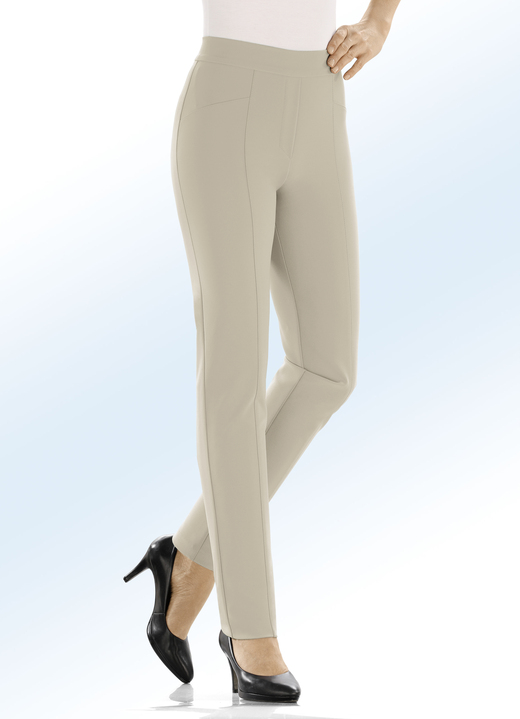 Hosen - Hose mit hübschen Ziersteppungen, in Größe 018 bis 054, in Farbe BEIGE Ansicht 1