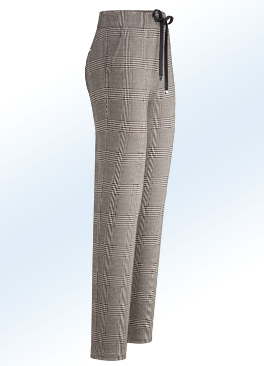 Hosen in Schlupfform - Jerseyhose in aktuellen Karodessinierungen, in Größe 020 bis 056, in Farbe BRAUN-SCHWARZ Ansicht 1