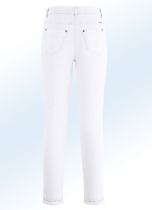 Hosen - Magic-Jeans mit toller Nietenzier sowie angesagtem Fransensaum, in Größe 017 bis 052, in Farbe JADEGRÜN Ansicht 24