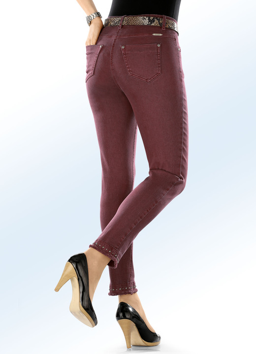 Hosen - Magic-Jeans mit toller Nietenzier sowie angesagtem Fransensaum, in Größe 017 bis 052, in Farbe JADEGRÜN Ansicht 13