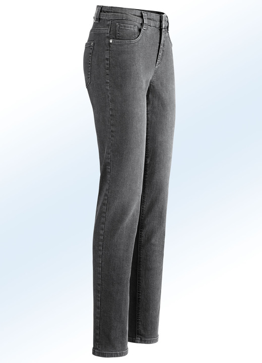 Hosen mit Knopf- und Reißverschluss - Body-Perfect-Jeans, in Größe 017 bis 052, in Farbe DUNKELGRAU Ansicht 1