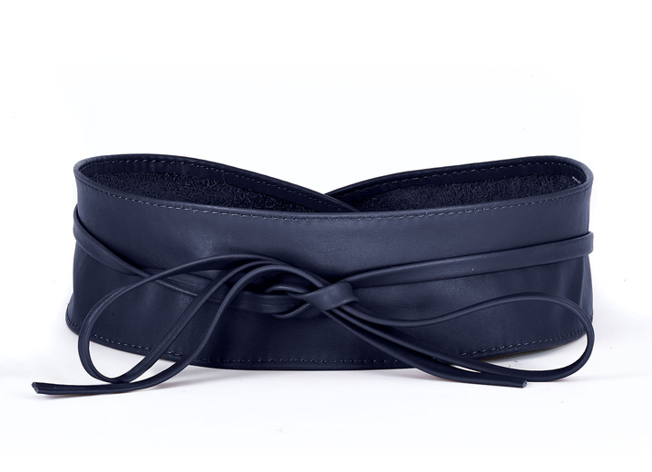 Gürtel - Modischer Leder-Bindegürtel, 8 cm breit , in Farbe DUNKELBLAU Ansicht 1