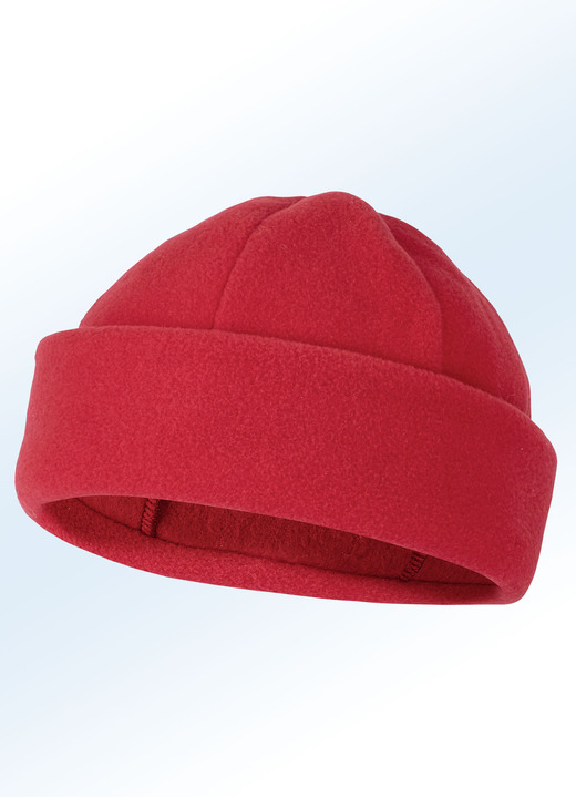 Mützen & Hüte - Fleece-Mütze mit breitem Umschlag, in Farbe HELLROT Ansicht 1