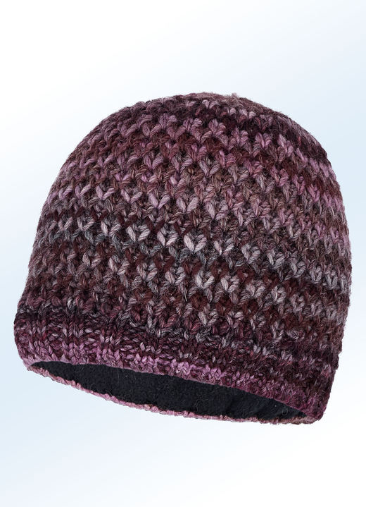 Mützen & Hüte - Interessante Grobstrick-Mütze, in Farbe BORDEAUX-ROSA Ansicht 1