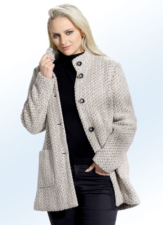 Wolljacken - Jacke mit Knopfleiste, in Größe 038 bis 054, in Farbe BEIGE-ECRU