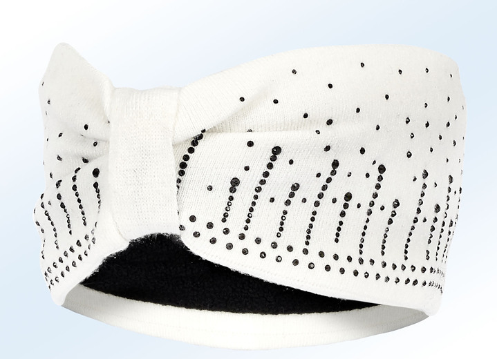 Mützen & Hüte - Elegantes Stirnband mit Glitzer-Applikation, in Farbe NATURWEIß Ansicht 1