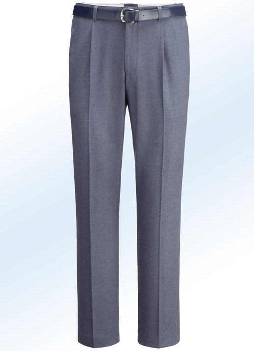 Hosen - Melierte Hose in 4 Farben mit Bundfalten Ansicht 3 Hosen - Melierte Hose in 4 Farben mit Bundfalten, in Größe 024 bis 062, in Farbe RAUCHBLAU Ansicht 3