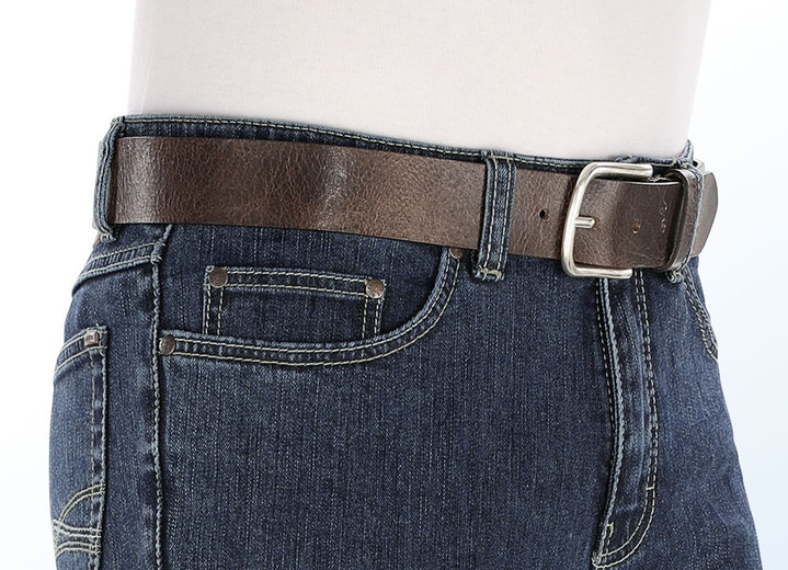 Gürtel - Klassischer Herren-Gürtel, aus Leder, 4 cm breit, in Größe 090 bis 120, in Farbe DUNKELBRAUN Ansicht 2