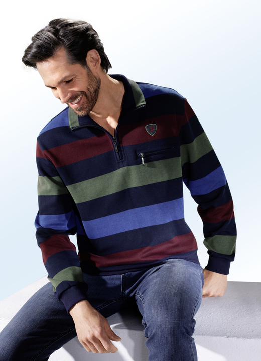 Sweatshirts - Troyer mit kleiner Stickerei-Applikation, in Größe 046 bis 062, in Farbe MARINE-BORDEAUX
