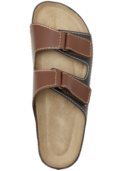 Sandalen & Pantoletten - GINO GALANTE, klassische Herren-Pantoletten, aus Leder, in Größe 040 bis 046, in Farbe GRAU-SCHWARZ Ansicht 3