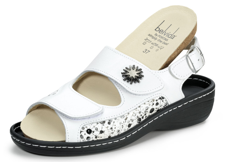 Sandaletten & Pantoletten - ELENA EDEN, bequeme Damen-Sandalen, Weite H, mit herausnehmbarem Fußbett Ansicht 2 Sandaletten & Pantoletten - ELENA EDEN, bequeme Damen-Sandalen, Weite H, mit herausnehmbarem Fußbett, in Größe 036 bis 042, in Farbe WEISS Ansicht 2