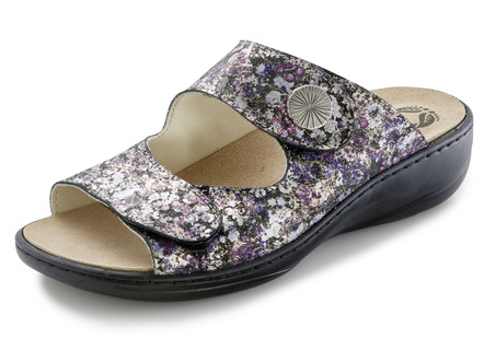 Mubb Pantolette aus floral bedrucktem Leder