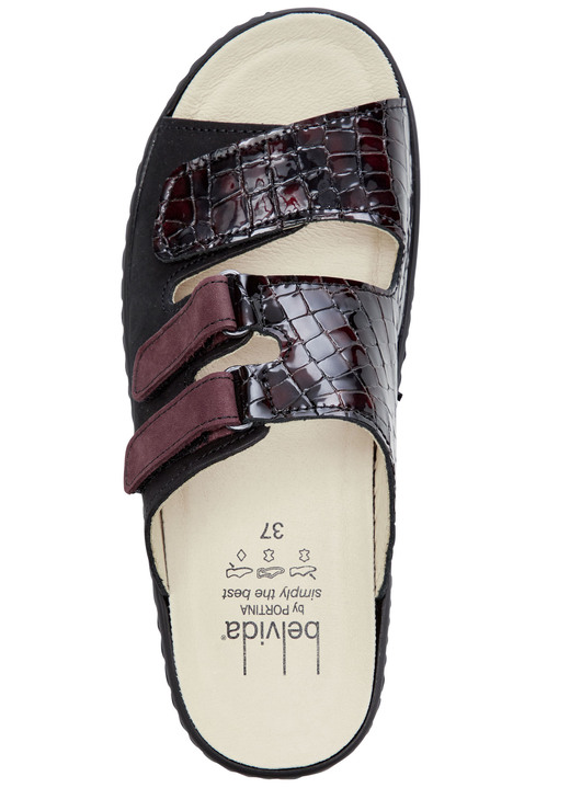 Sandaletten & Pantoletten - ELENA EDEN, bequeme Damen-Pantoletten, Weite H, mt herausnehmbarem Fußbett, in Größe 036 bis 042, in Farbe SCHWARZ-BORDEAUX Ansicht 3