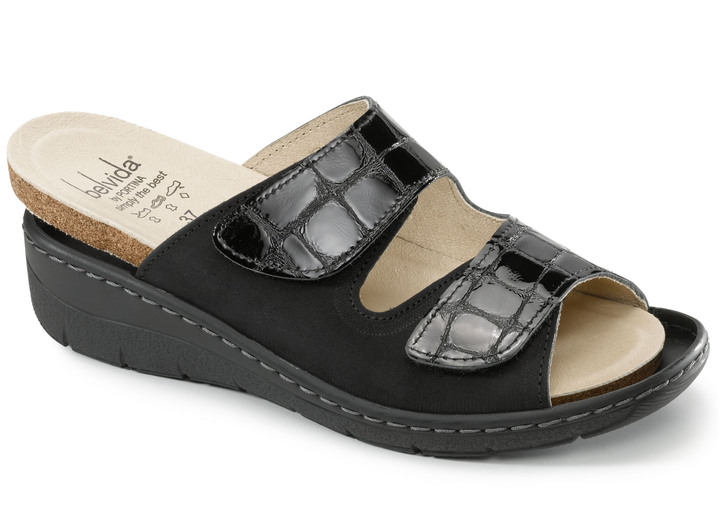 Sandaletten & Pantoletten - ELENA EDEN, bequeme Damen-Pantoletten, Weite H, mit herausnehmbarem Fußbett, in Größe 036 bis 042, in Farbe BRAUN-BORDEAUX Ansicht 6