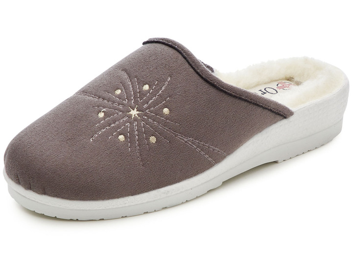 Hausschuhe - Zweierpack, warme Damen-Hausschuhe, Weite H, mit Wolle, in Größe 036 bis 041, in Farbe TAUPE+MARINE Ansicht 2