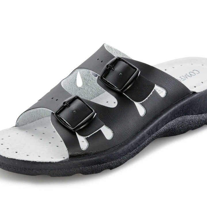 Sandaletten & Pantoletten - Set: Pantolette in Schwarz und Clog in Weiß, in Größe 036 bis 041, in Farbe SCHWARZ+WEISS Ansicht 1