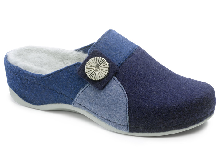 - Mubb Pantoffel mit Metallschmuck, in Größe 036 bis 042, in Farbe BLAU