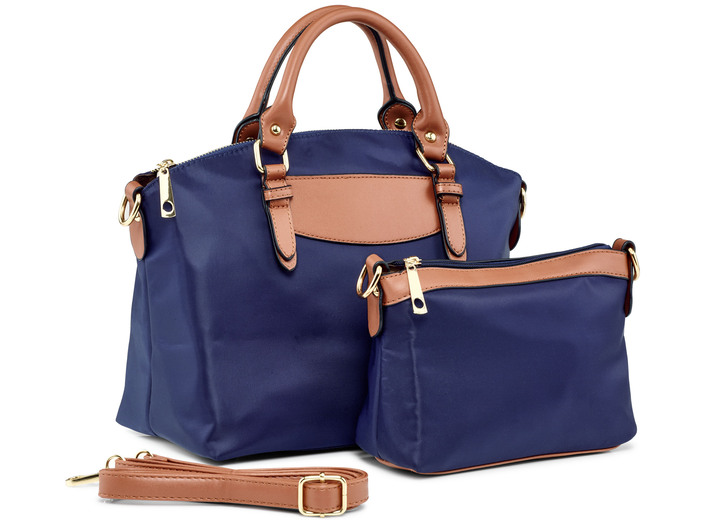 - Collezione Alessandro Taschen-Set aus glänzendem Textil- und Synthetikmaterial, in Farbe MARINE-BRAUN