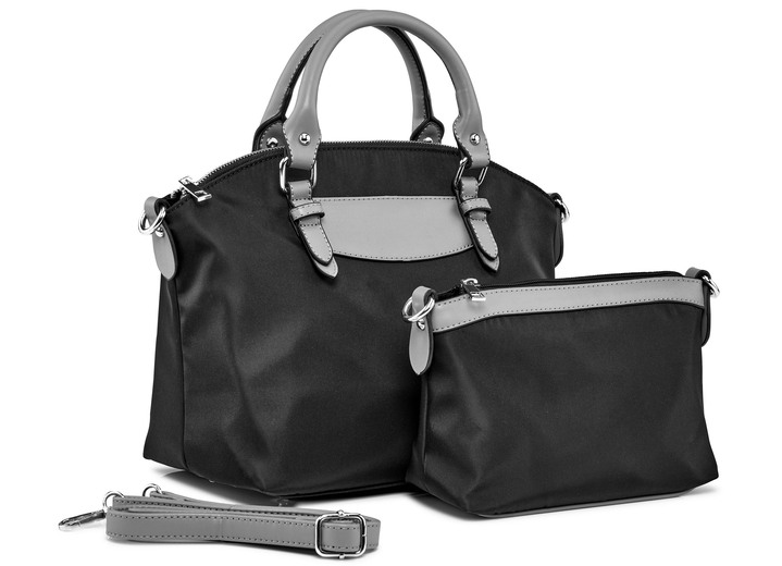 - Collezione Alessandro Taschen-Set aus glänzendem Textil- und Synthetikmaterial, in Farbe SCHWARZ-GRAU