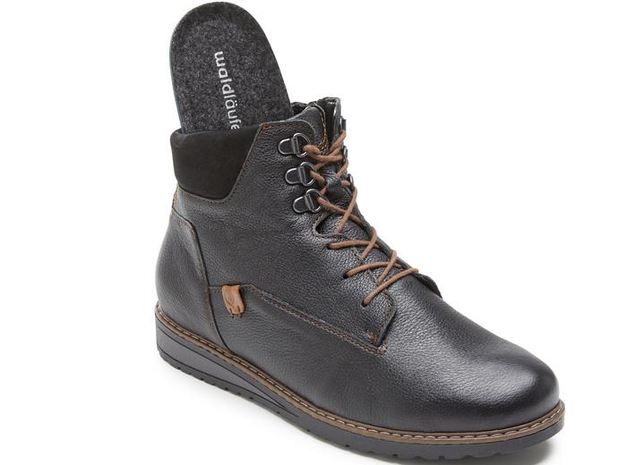 Stiefel & Stiefeletten - Waldläufer Schnür-Stiefelette mit Warmfutter aus reiner Baumwolle, in Größe 4 1/2 bis 9, in Farbe SCHWARZ Ansicht 2