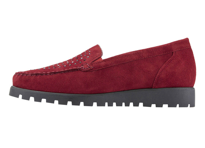 Slipper & Schnürschuhe - Waldläufer Mokassin-Slipper mit Glitzer-Applikationen Ansicht 3 Slipper & Schnürschuhe - Waldläufer Mokassin-Slipper mit Glitzer-Applikationen, in Größe 4 bis 8 1/2, in Farbe RUBINROT Ansicht 3