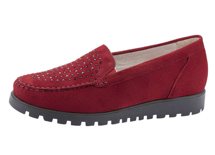 Slipper & Schnürschuhe - Waldläufer Mokassin-Slipper mit Glitzer-Applikationen Ansicht 4 Slipper & Schnürschuhe - Waldläufer Mokassin-Slipper mit Glitzer-Applikationen, in Größe 4 bis 8 1/2, in Farbe RUBINROT Ansicht 4