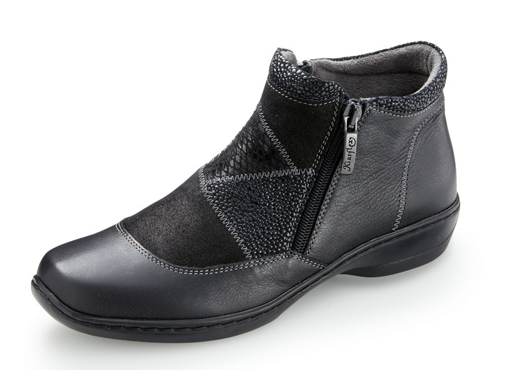 - Stiefelette mit geprägten Materialmix-Einsätzen, in Größe 037 bis 042, in Farbe SCHWARZ Ansicht 1