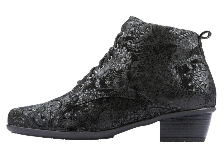 Stiefel & Stiefeletten - Waldläufer Schnür-Stiefelette mit floraler Prägung, in Größe 4 1/2 bis 9, in Farbe SCHWARZ Ansicht 3