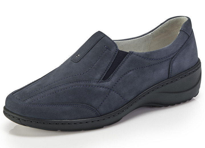 Slipper & Schnürschuhe - Waldläufer Slipper aus hochwertigem Nubukleder, in Größe 4 bis 8 1/2, in Farbe DUNKELBLAU Ansicht 1