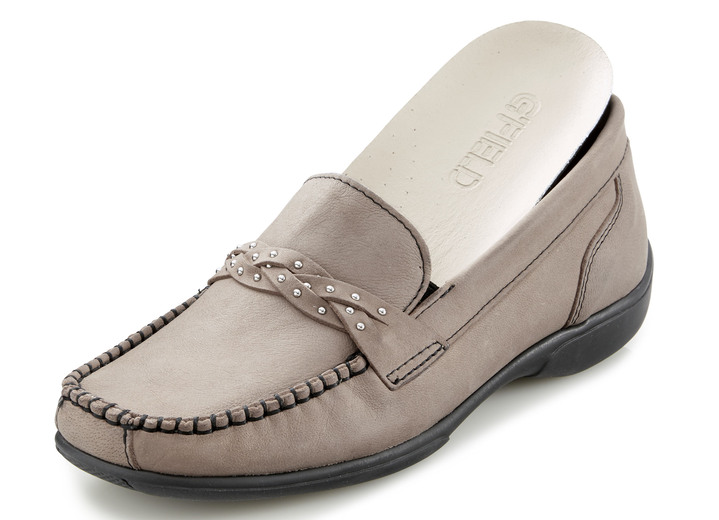Slipper & Schnürschuhe - ELENA EDEN, bequeme Damen-Slipper, Weite H, mit herausnehmbarem Fußbett, in Größe 036 bis 042, in Farbe TAUPE Ansicht 2