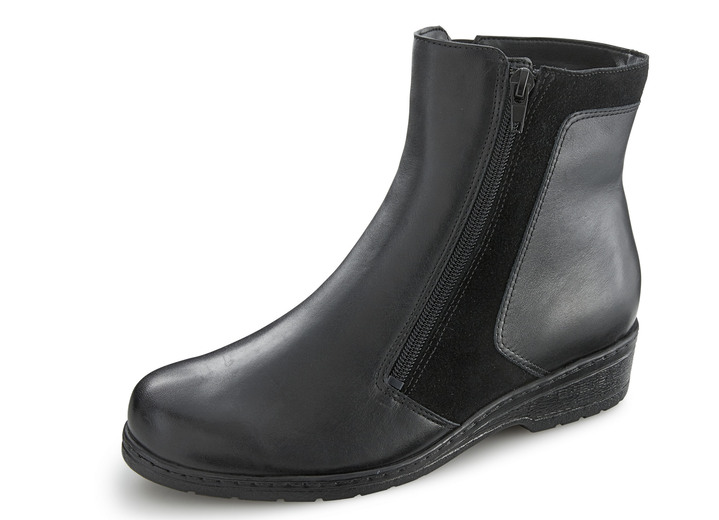 Stiefel & Stiefeletten - Stiefelette mit echtem Lammfellfutter, in Größe 036 bis 042, in Farbe SCHWARZ