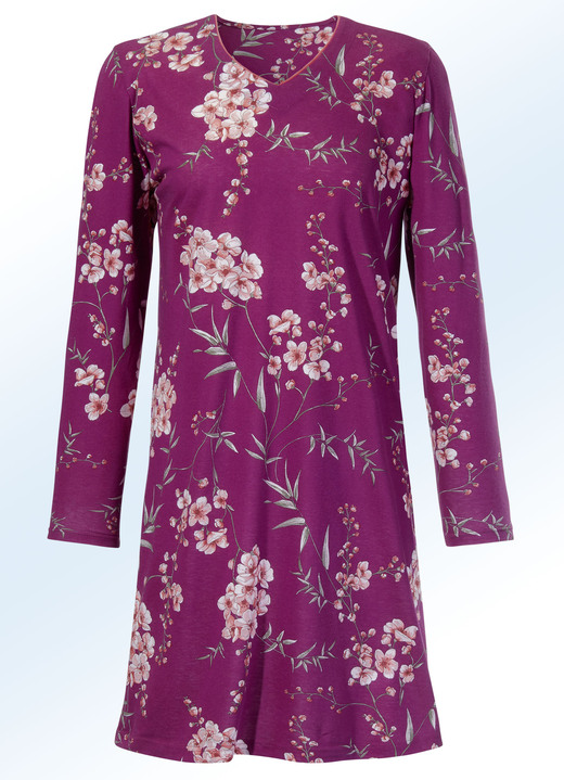 - Ascafa Nachthemd mit V-Ausschnitt und Modal, in Größe 036 bis 054, in Farbe BEERE-BUNT Ansicht 2