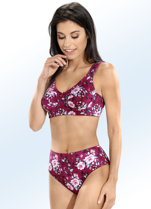Slips - Zweierpack Slips mit farbharmonischem Floraldessin Ansicht 2 Slips - Zweierpack Slips mit farbharmonischem Floraldessin, in Größe 038 bis 054, in Farbe BURGUND Ansicht 2