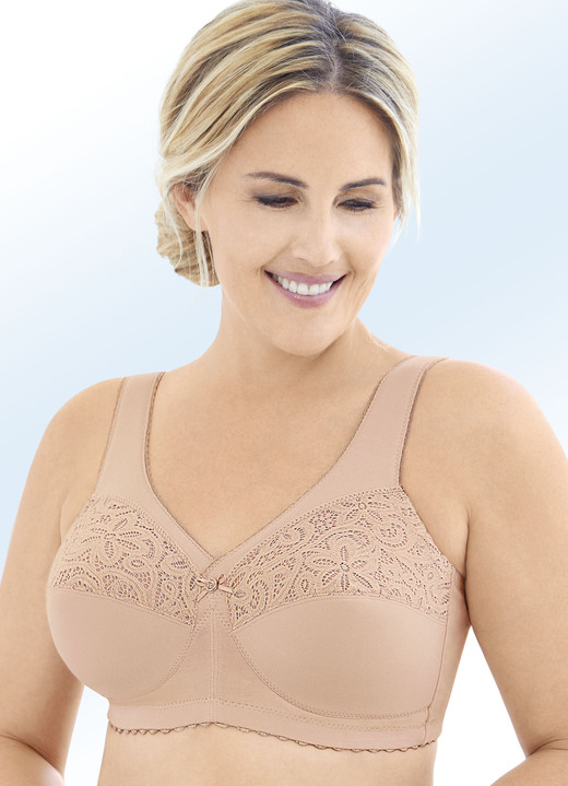 Soft-BH - Glamorise Stütz-BH mit Stickereispitze, in Größe 080 bis 130, in Cup B, in Farbe HAUT Ansicht 1